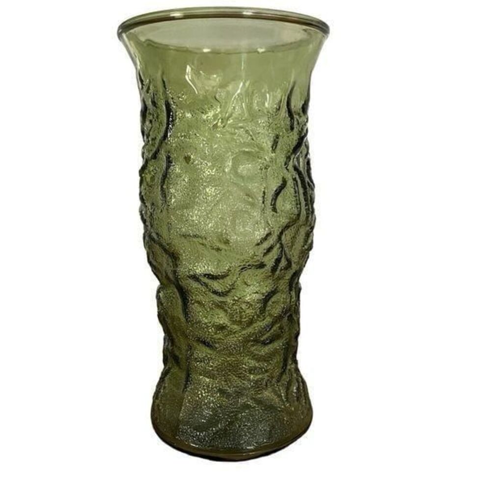 Vintage EO Brody Tall Green Crinkle Vase Home Decor Decorative MCM